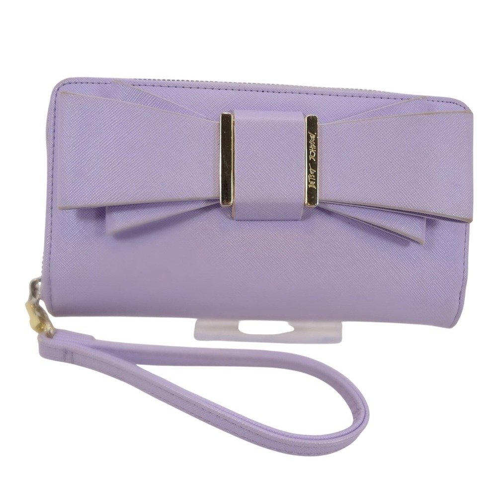 Betsey Johnson Bow Wristlet Wallet Lavender Purple Fair Saffiano Zip